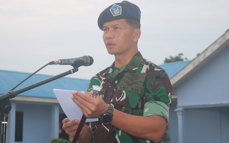 Danlanud Sugiri Sukani Letkol Pnb Supardo Butarbutar saat membacakan amanat Kasau