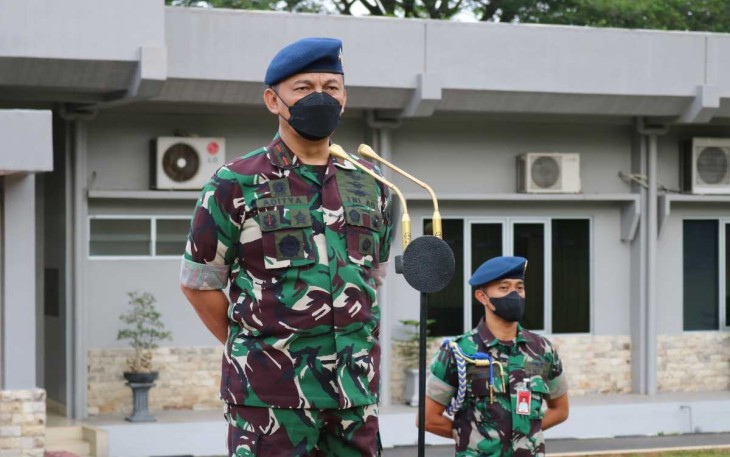 Dankosek IKN Marsma TNI Yuniarsa Aditya Permana saat pimpin apel upacara