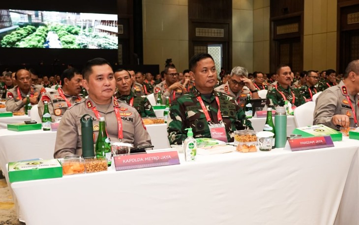 Pangdam Jaya Mayjen TNI Untung Budiharto saat menghadiri rapim TNI Polri