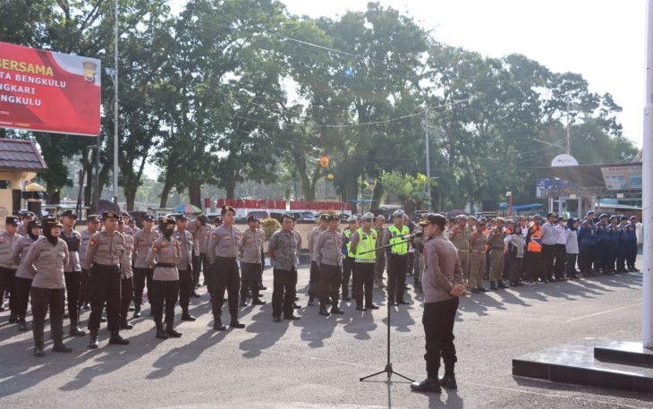 Amankan Malam Puncak HUT Kota Bengkulu ke-304, Polresta Bengkulu Gelar Apel Gabungan