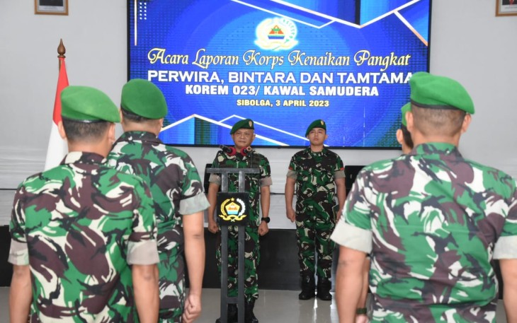 Kenaikan pangkat prajurit Korem 023/KS