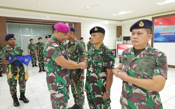 Danlantamal XI Brigjen TNI (Mar) Gatot Mardiyono saat pimpin sertijab 