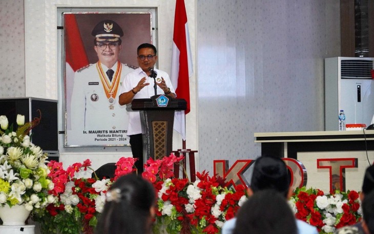Wali Kota Bitung Saat Memberikan Sambutan 