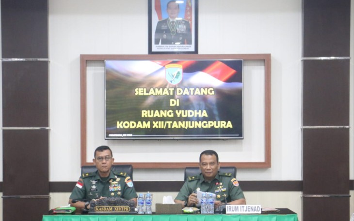 Kasdam XII/Tpr Brigjen TNI Yufti Senjaya saat Pimpin Taklimat Akhir Pengawasan Post Audit Itjenad TA 2023