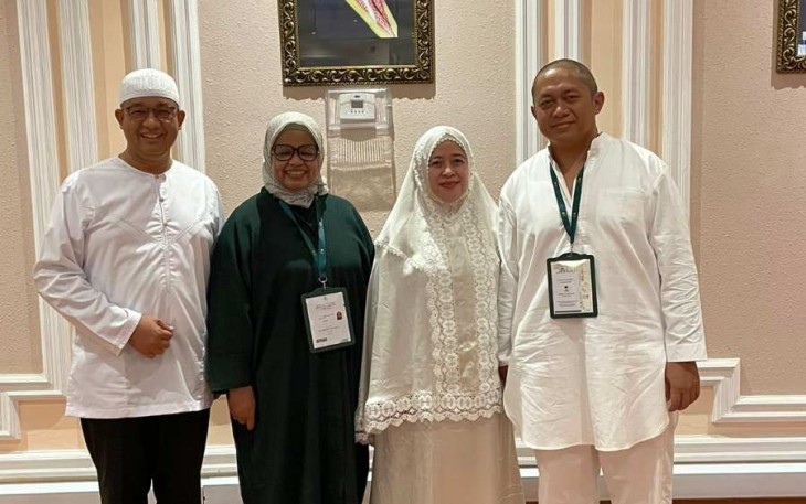 Puan Maharani bersama Anies Baswedan saat haji