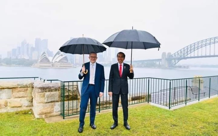 Presiden Joko Widodo bersama PM Australia Anthony Albanese, Selasa (4/7)