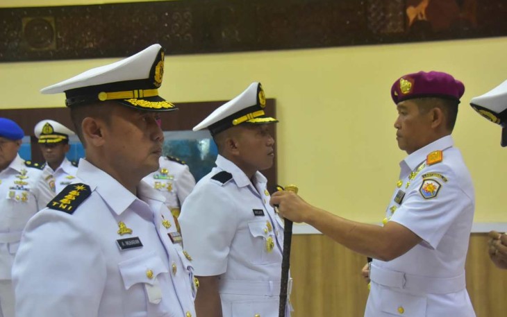 Danlantamal VI Makassar Brigjen TNI (Mar) Amir Kasman saat Sertijab personelnya, Jum'at (7/7) 