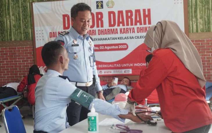 Donor darah pegawai Lapas Cilegon, Rabu (2/8)