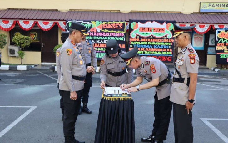 Kapolrestabes Makassar Kombes Pol Mukhamad Ngajib saat Sertijab, Jum'at (11/8)