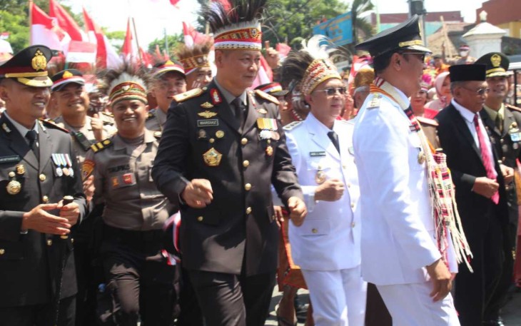 Kasetukpa Lemdiklat Polri Brigjen Pol Mardiaz Kusin Dwihananto saat perayaan HUT Kemerdekaan RI di Sukabumi, Kamis (17/8)