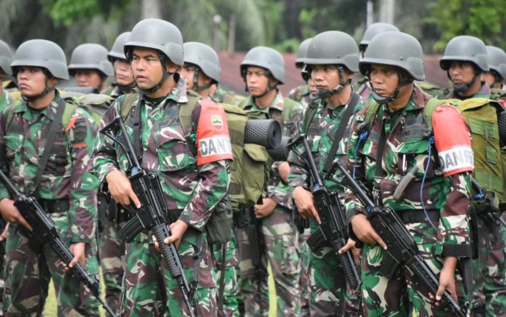 Prajurit Yonif 123/RW saat mengikuti latihan UST tingkat Kompi, Rabu (20/9)