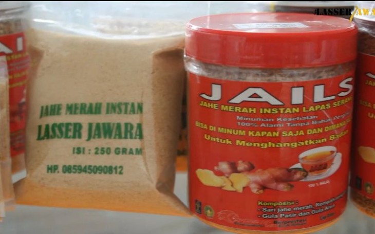 Jahe Merah Lapas Serang (Jails) hasil produksi warga binaan, Minggu (3/12)
