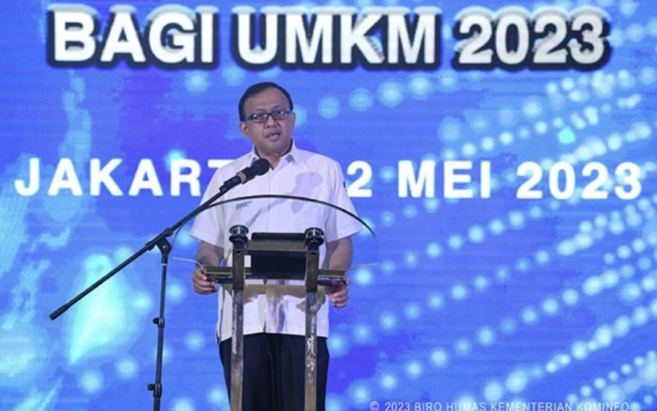 Direktur Ekonomi Digital Direktorat Jenderal Aplikasi Informatika Kementerian Kominfo I Nyoman Adhiarna dalam acara peluncuran Program Adopsi Teknologi Digital 4.0 dan Inkubasi Bisnis bagi UMKM di Jakarta, Senin, (22/5)