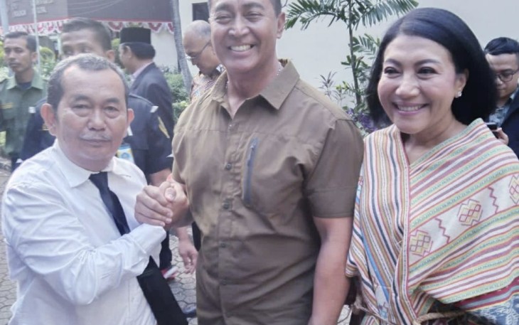 Gandi Parapat bersama Andika Perkasa saat memberikan kuliah umum di Universitas Indonesia, Selasa (8/8)