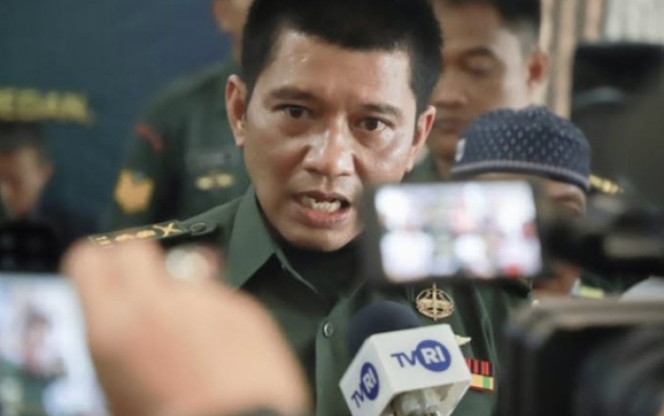 Kapendam I/BB Kolonel Inf Rico J Siagian saat memberikan keterangan pers 