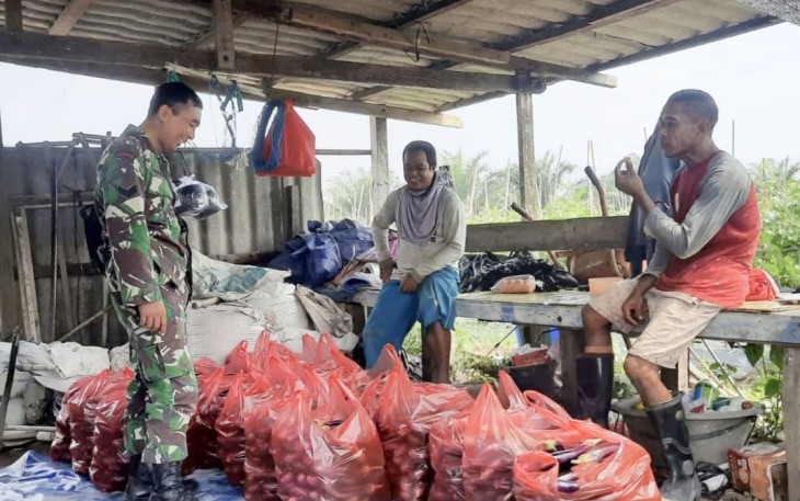 Pendampingan Babinsa kepada petani terong di wilayah desa binaan