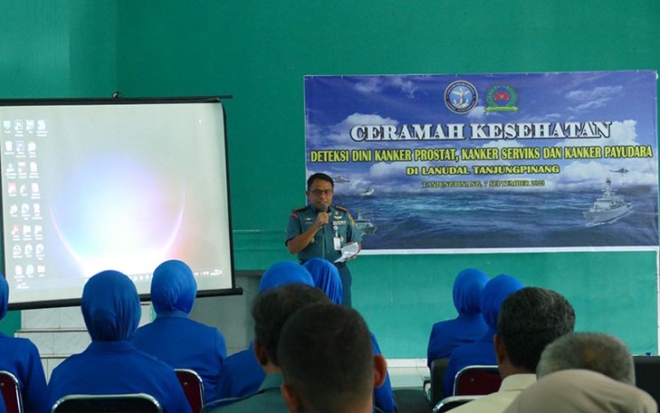 Komandan Lanudal Tanjungpinang Kolonel Laut (P) Triwibowo di Gedung Olahraga Dacota, Lanudal Tanjungpinang, Kamis (7/9/2023).