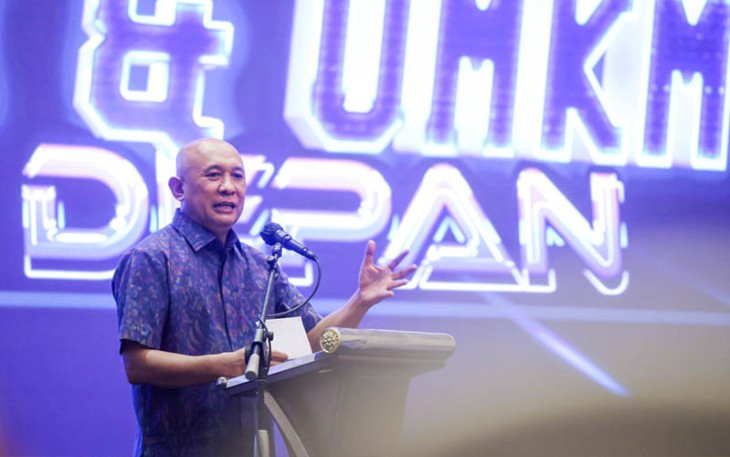 MenKopUKM Teten Masduki dalam Rapat Koordinasi Pusat dan Daerah 2023 bertajuk Transformasi Koperasi dan UMKM Masa Depan di Solo Baru, Jawa Tengah, Sabtu (12/8).