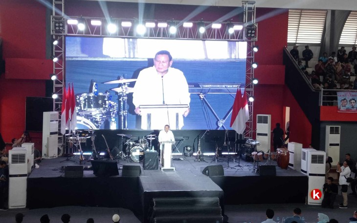 Capres Prabowo Subianto Saat Menyampaikan Sambutan di Acara Deklarasi Dukungan Gema PS Indonesia kepada Dirinya di Kota Blitar (Foto : Faisal NR / Klikwarta.com)