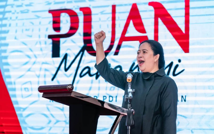 Puan Maharani saat menghadiri peresmian kantor DPC PDIP Wonogiri, Minggu (3/9/2023).
