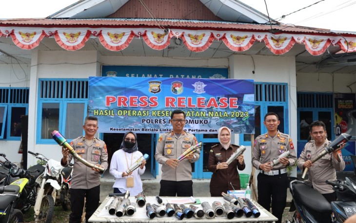 Rilis Ops Keselamatan Nala, Kapolres Mukomuko: 406 Knalpot Brong Disita!
