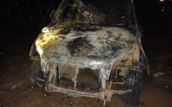 TKP mobil yang dibakar pelaku