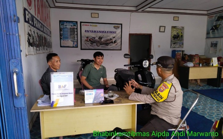 Sambangi Kantor Dealer Motor Bhabinkamtibmas Samapaikan Imbauan Kamtibmas