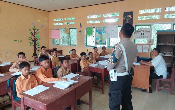 Satlantas Polres Lebong Gelar Police Go To School di SDN 18 Lebong