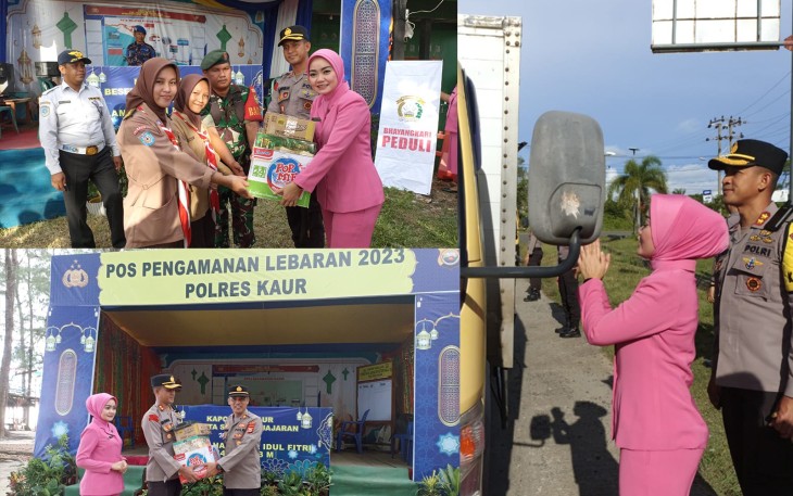 Kapolres Kaur Bagikan Takjil Kepada Pengendara dan Bingkisan Kepada Personel Pospam dan Posyan