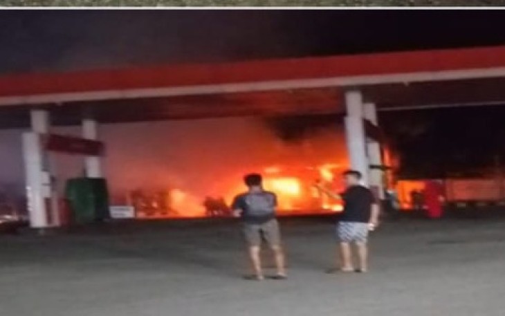Sepeda Motor Terbakar di SPBU Tanjung Raman Bengkulu Selatan
