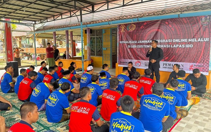 Sosialiasi Program Inovasi Integrasi Online Si LiDi Kepada Narapidana dan Penjamin Narapidana di Lapas Kelas IIB Idi