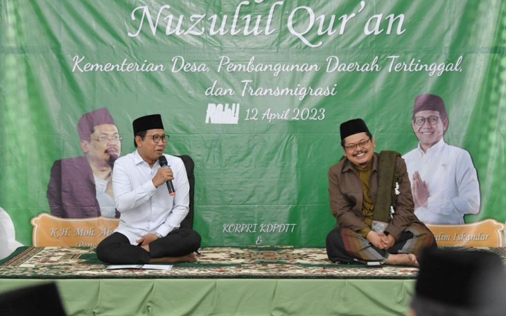 Gus Halim pada acara Nuzulul Quran di Masjid Al-Muhajirin, Kementerian Desa PDTT, Rabu (12/4/2023).