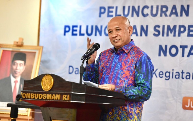 MenKopUKM Teten Masduki saat menghadiri peringatan hari ulang tahun Ombudsman RI Ke-23, Jum'at (10/3).