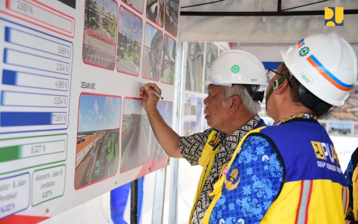 Menteri PUPR Basuki Hadimuljono saat Tinjau Pembangunan Fly Over Juanda di Jawa Timur