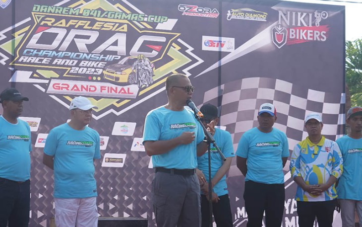 Korem 041/Gamas saat Adakan Danrem 041/Gamas Cup Rafflesia Drag Championship Race And Bike 2023 bertempat di Pantai Panjang Jl. Parawisata Kota Bengkulu, Sabtu ( 05/08/2023 )