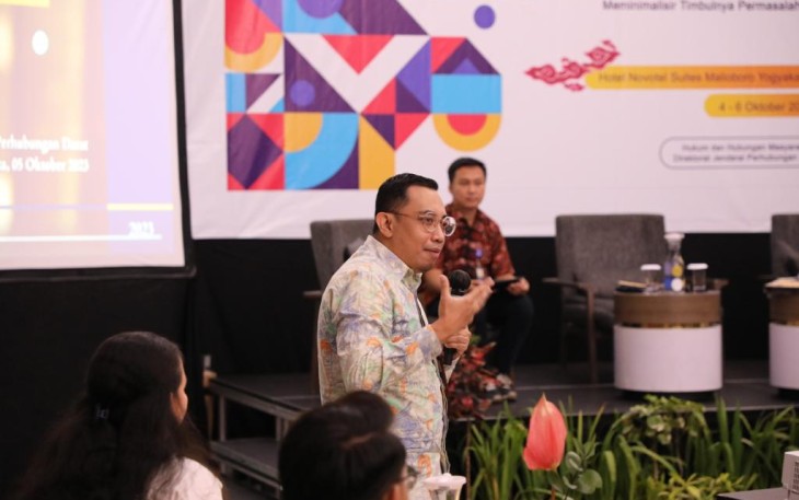Sosialisasi Advokasi Hukum Bidang Perhubungan Darat Tahun 2023 di Novotel Suites Yogyakarta Malioboro, D.I Yogyakarta pada Kamis (05/10).