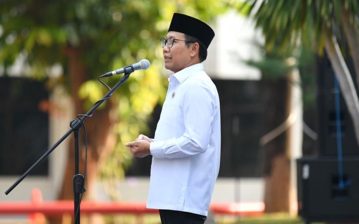 Gus Halim saat memimpin apel pagi di lapangan Kemendes PDTT, Jakarta, Kamis (7/9/2023).