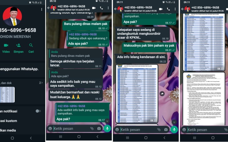 Tangkapan Layar Modus Penipuan Catur Nama Gubernur Bengkulu Rohidin Mersyah 