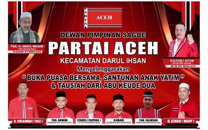 DPC Partai Aceh saat Gelar Buka Puasa Bersama dan Santuni Anak Yatim Piatu