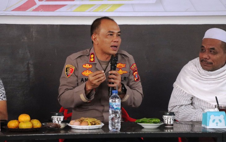 Kapolres Aceh Timur AKBP Andy Rahmansyah saat sambutan