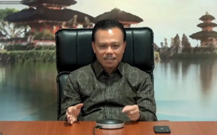 Sekretaris Daerah Pemerintah Provinsi (Pemprov) Bali Dewa Made Indra saat Konferensi Pers daring bertajuk Road to KTT AIS Forum 2023, Jumat (6/10/2023) di Jakarta.
