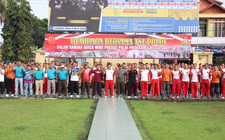 Polres Pasaman Barat dan Kodim 0305/Pasaman Gelar Olahraga Bersama
