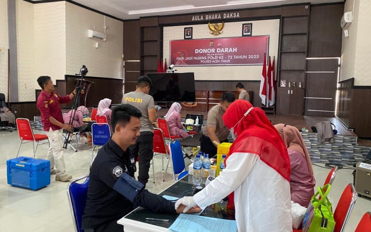 Polres Aceh Timur Sumbang Darah ke PMI