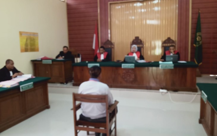 Muntahar Kades Kentong terdakwa kasus dugaan pemalsuan SK RT menjalani sidang ke-2 di Pengadilan Negeri Blora.