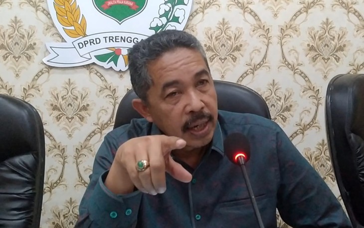 Ketua Pansus LKPJ DPRD Kabupaten Trenggalek, Sukarudin, saat dikonfirmasi setelah rapat dengan eksekutif, diaula DPRD Kabupaten Trenggalek, Kamis (13/4/2023).
