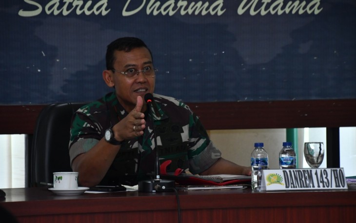 Danrem 143/HO saat Terima Kunjungan Deputi IV Menko Polhukam RI beserta Tim 