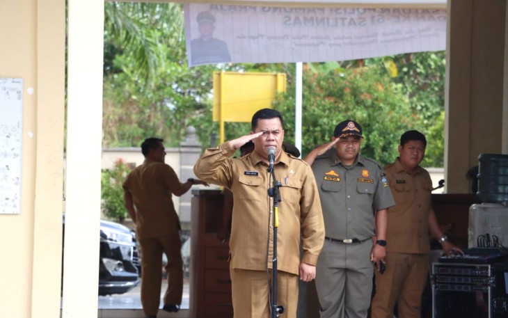 Sekda Bintan Sampaikan Pesan di HUT Satpol PP Ke 73 dan HUT Linmas Ke 61