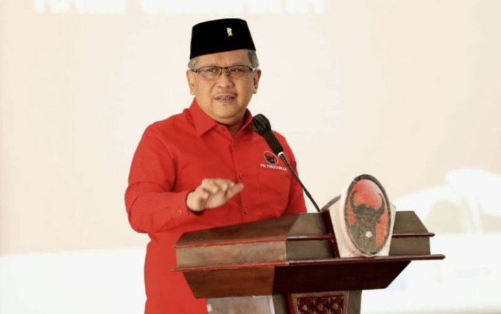 Sekjen DPP PDI Perjuangan Hasto Kristiyanto di Kantor DPD PDIP Banten, Kota Serang, Banten, Minggu (10/9/2023).