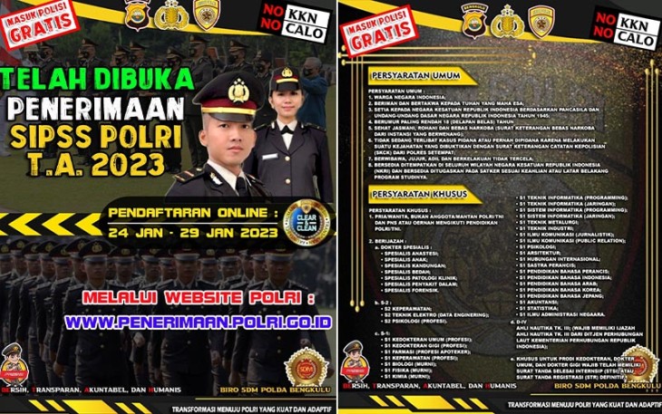 Pendaftaran Perwira Polri Sumber Sarjana 