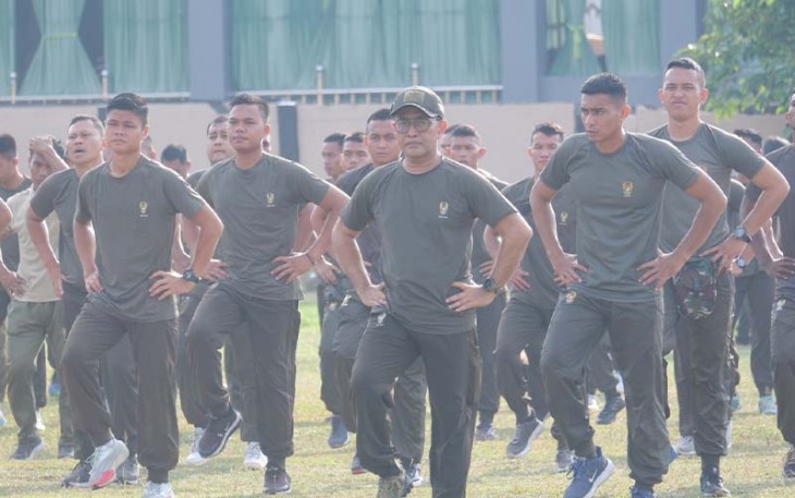 Korem 121/ABW saat Gelar Senam Bersama Polri dan Forkopimda Sintang